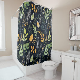 Stylish Green and Yellow Foliage Pattern Duschvorhang