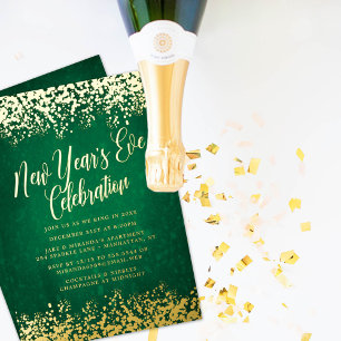 Stylish Green New Year’s Eve Party Confetti  Folien Feiertagskarte