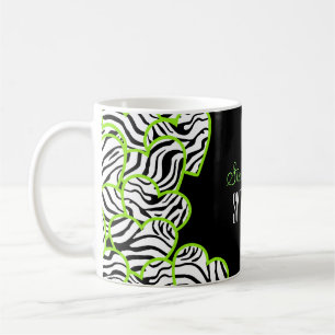 Stylish Green Sweet 16 Zebra Herzdesign Name Tasse