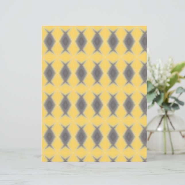 Stylish Grey Diamonds on Yellow scrapbook paper (Stehend Vorderseite)