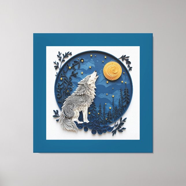 Stylish Grey Wolf Howling at the Moon  Leinwanddruck (Vorderseite)