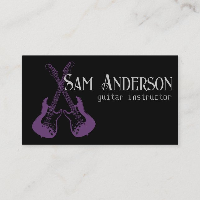 Stylish Guitar Telefonnummerkarte (Vorderseite)