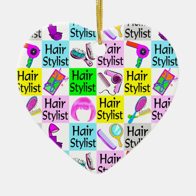 STYLISH HAIR STYLIST CHRISTMAS ORNANAS KERAMIK ORNAMENT (Vorne)