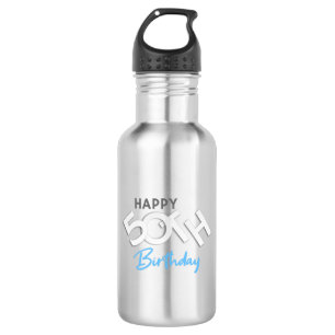 Stylish Happy 50th Birthday Typography Edelstahlflasche