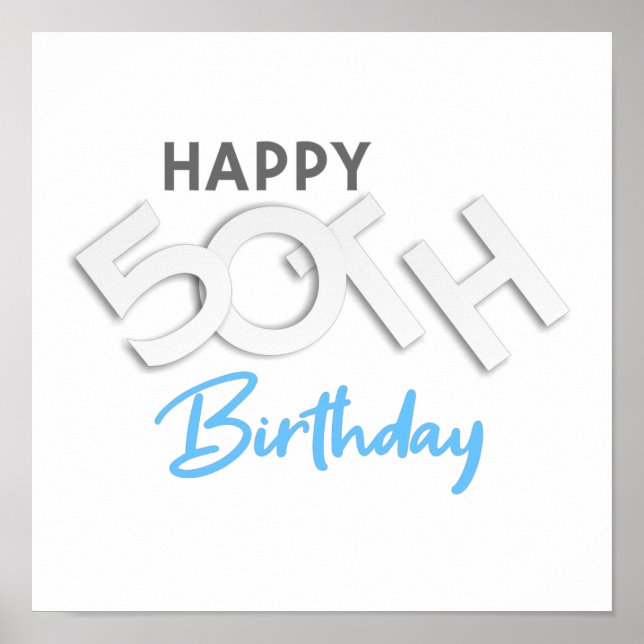Stylish Happy 50th Birthday Typography Poster (Vorne)