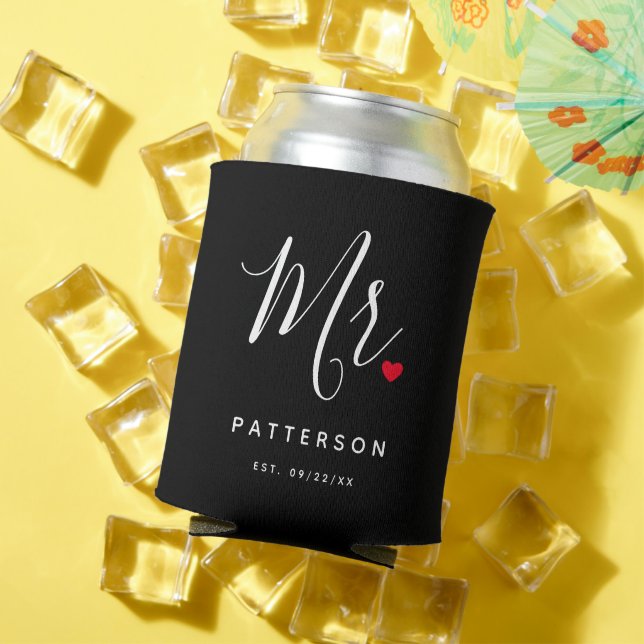 Stylish Herr Custom Nachname & Date Wedding Dosenkühler (In Situ Sommer)