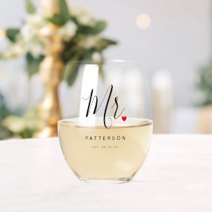 Stylish Herr Custom Nachname & Date Wedding Weinglas Ohne Stiel