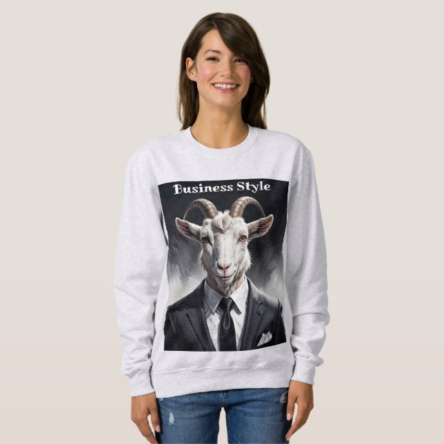 Stylish horned figure in sharp formal attire art sweatshirt (Vorne ganz)