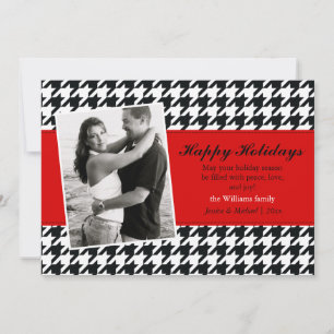 Stylish Houndstooth Holiday Card Feiertagskarte