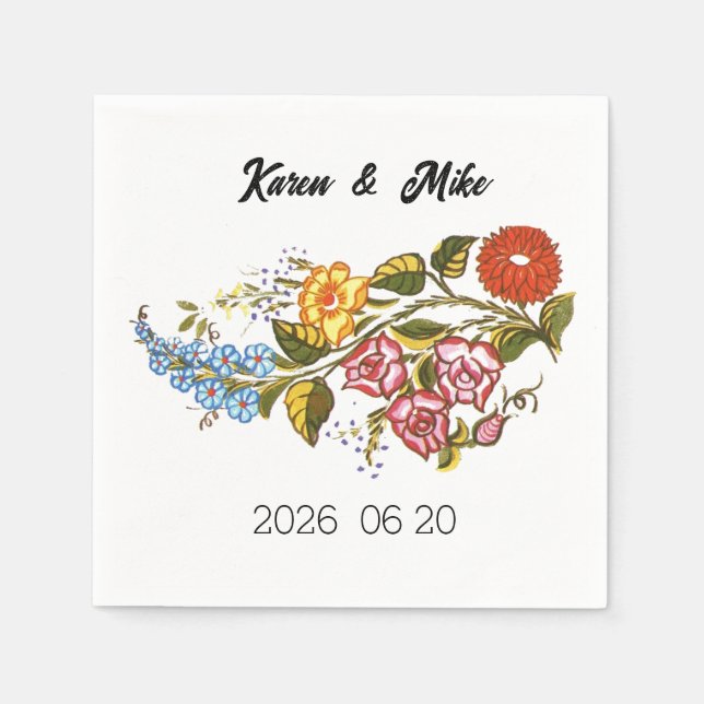 Stylish Kalocsai  flowers - personalized wedding Serviette (Vorderseite)