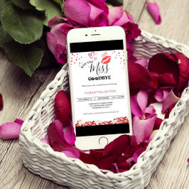 Stylish Kiss Miss Goodbye Red Lips Brautparty Einladung