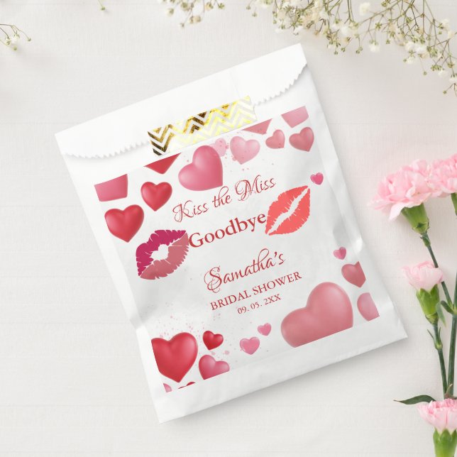 Stylish  Kiss Miss Goodbye Red Lips Bridal Shower Geschenktütchen (Versiegelt)