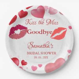 Stylish Kiss Miss Goodbye Red Lips Bridal Shower Pappteller