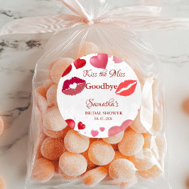 Stylish Kiss Miss Goodbye Red Lips Bridal Shower Runder Aufkleber