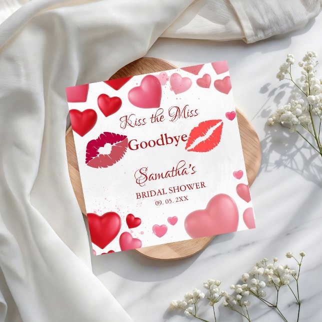 Stylish  Kiss Miss Goodbye Red Lips Bridal Shower Serviette (Von Creator hochgeladen)