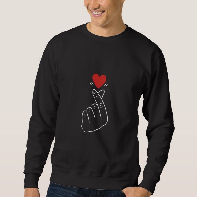 Stylish Korean Finger Heart Gesture High Contrast  Sweatshirt (Vorderseite)