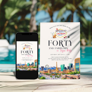 Stylish Las Vegas   40. Geburtstag Foto Einladung