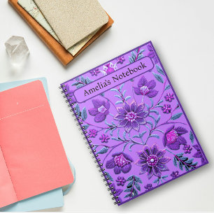 Stylish Lavender Floral Brocade Notizblock