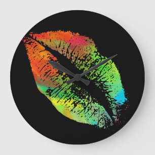 Stylish Lips Große Wanduhr