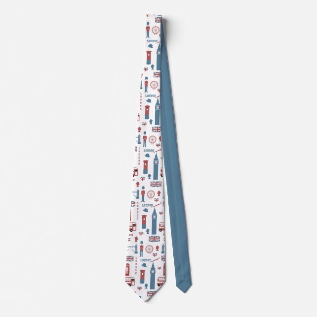 Stylish London England Big Ben English Flag Krawatte (Vorderseite)