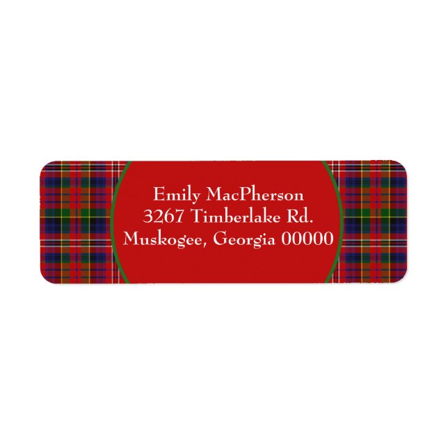 Stylish MacPherson Tartan Kariert Address Label (Vorne)