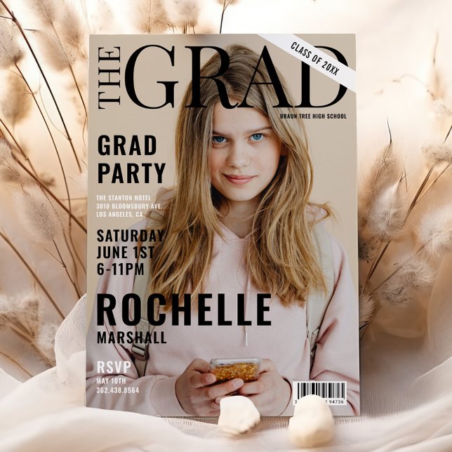 Stylish Magazine Cover Foto Graduation Party Einladung (Von Creator hochgeladen)