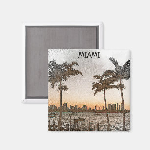 Stylish Miami Florida Vintag Skyline Magnet
