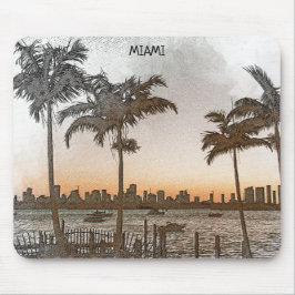Stylish Miami Florida Vintag Skyline Mousepad