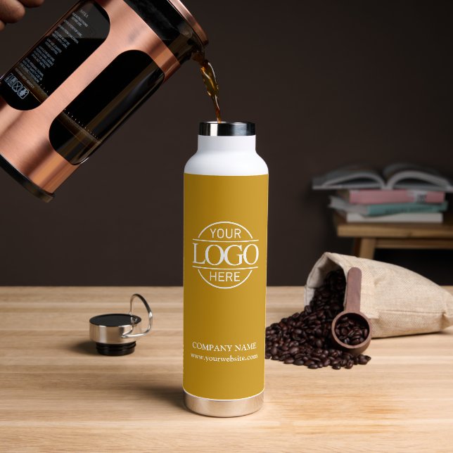 Stylish Minimal Mustard Company Business Logo Trinkflasche (Kaffee)