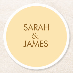 STYLISH MINIMAL PERSONALISIERT NAME BEIGE WEDD RUNDER PAPPUNTERSETZER