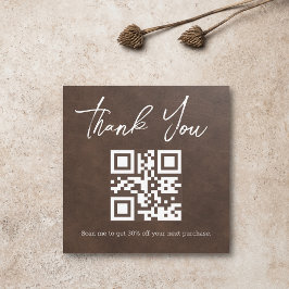 stylish minimale Dank für Business qr Code braun Mitteilungskarte