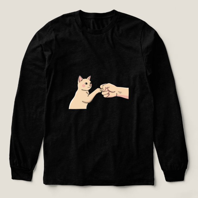 Stylish Minimalist Cat Fist Bump T-Shirt Tri-Blend Shirt (Design Vorderseite)