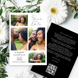 Stylish Minimalist Custom 4-Photo Wedding Save The Date