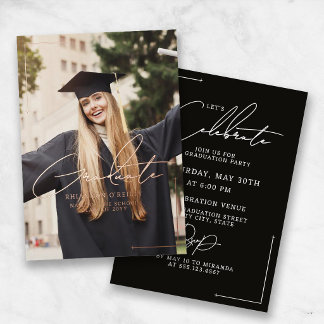 Stylish Minimalist Graduation Announcement Party Folieneinladung