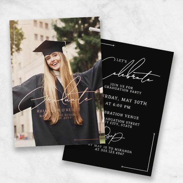 Stylish Minimalist Graduation Announcement Party Folieneinladung (Von Creator hochgeladen)