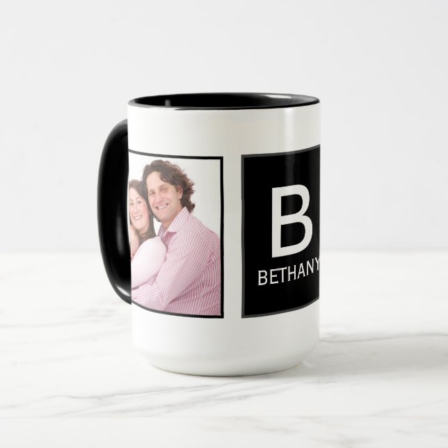 Stylish Modern Custom Photo Personalised Tasse (Vorderseite Links)