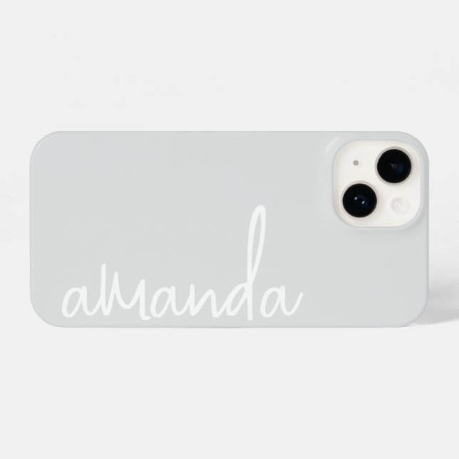 STYLISH MODERN ELEGANT CUSTOMIZED NAME LIGHT GREY iPhone HÜLLE (Rückseite (Horizontal))