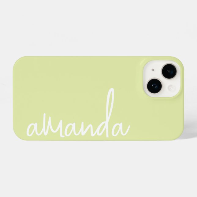 STYLISH MODERN ELEGANT CUSTOMIZED NAME LIME YELLOW iPhone HÜLLE (Rückseite (Horizontal))