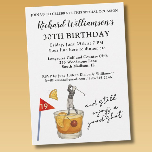 Stylish Modern Golf Humorous 30th Birthday Party Einladung (Von Creator hochgeladen)