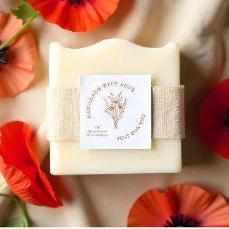 Stylish Modern Minimalist Poppy Bouquet Gummistempel