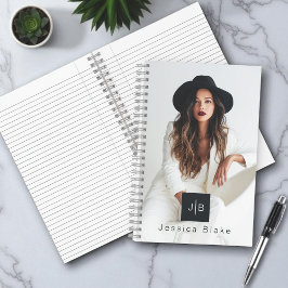 Stylish Modern Woman Entrepreneur Monogram Photo Notizbuch