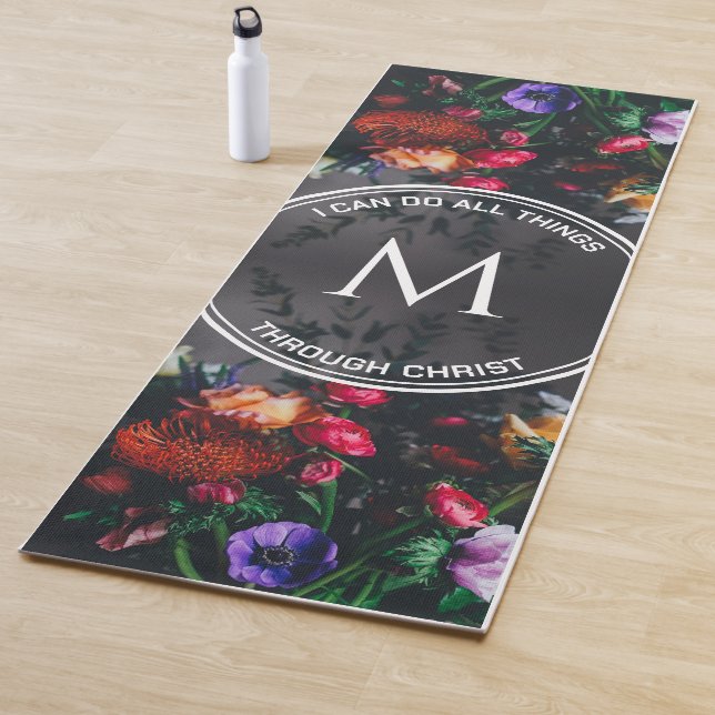 Stylish Monogram GRAY Floral Bouquet Yogamatte (Beispiel)