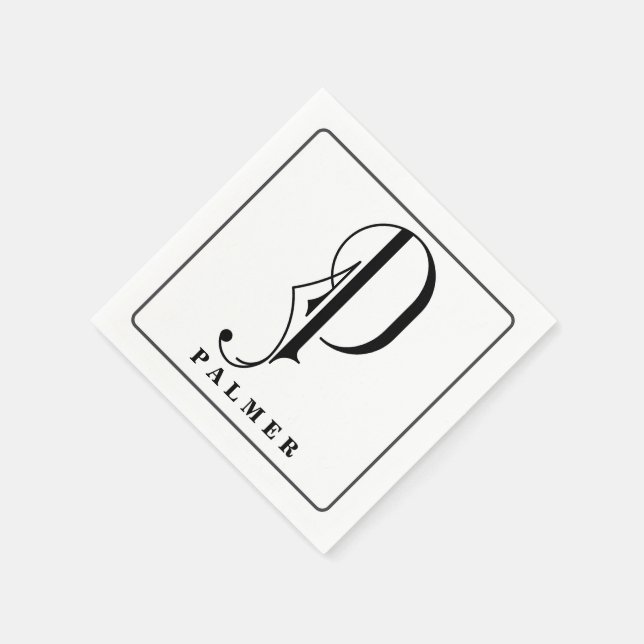 Stylish Monogram Initial P Nachname Bearbeitbar Serviette (Ecke)