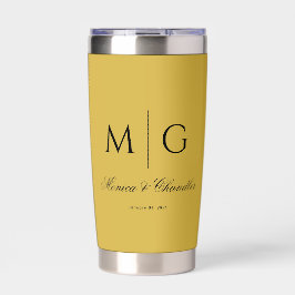 Stylish Monogram With Couple Name Metallic Gold Thermobecher