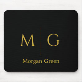 Stylish Monogram with Name Design Black Mousepad