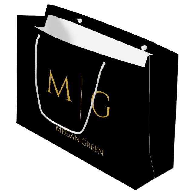 Stylish Monogram With Name Personalized Große Geschenktüte (Vorderseite Schrägansicht)