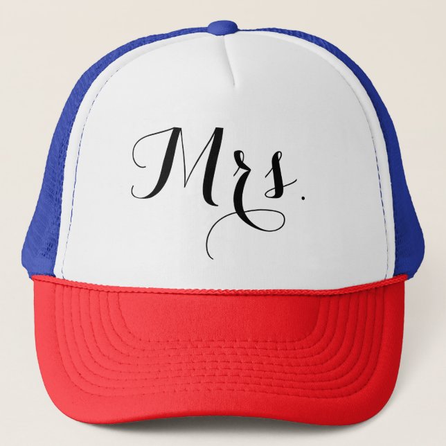 Stylish Mrs Text Hat - Bridal Trucker Cap Geschenk Truckerkappe (Vorderseite)