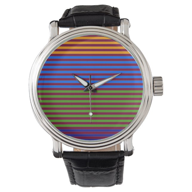 STYLISH MULTI COLOR BANDED STRIPES eWatch Armbanduhr (Vorderseite)