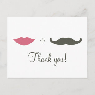 Stylish Mustache and Lips Vielen Dank Postkarte