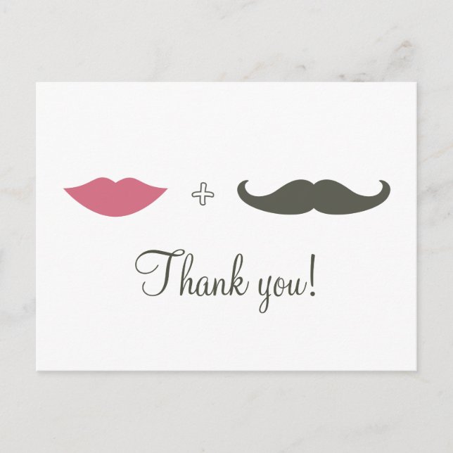 Stylish Mustache and Lips Vielen Dank Postkarte (Vorderseite)